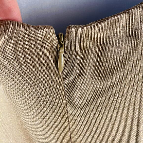 Lauren Ralph Lauren Gold Pleated Surplice Maxi Dress 14 Formal Prom Luxury - Picture 3 of 8